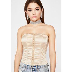 Dolls Kill Cream Strapless Blouse